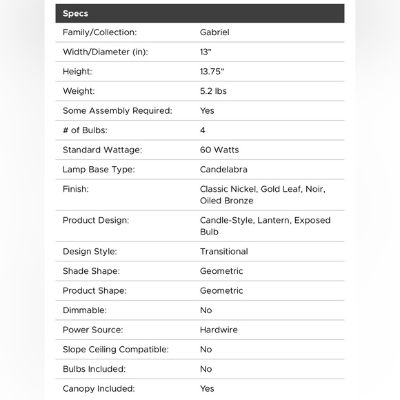 QUORUM Gabriel 4-Light Semi Flush Mount, Classic Nickel - Picture 3 of 4